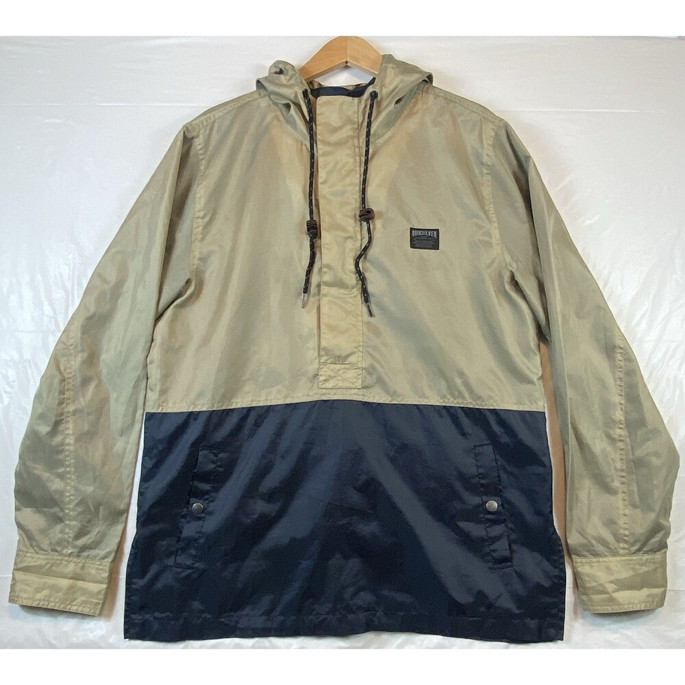 Quiksilver Quiktech 600MM Windbreaker Pullover With Hood Brown Blue Large